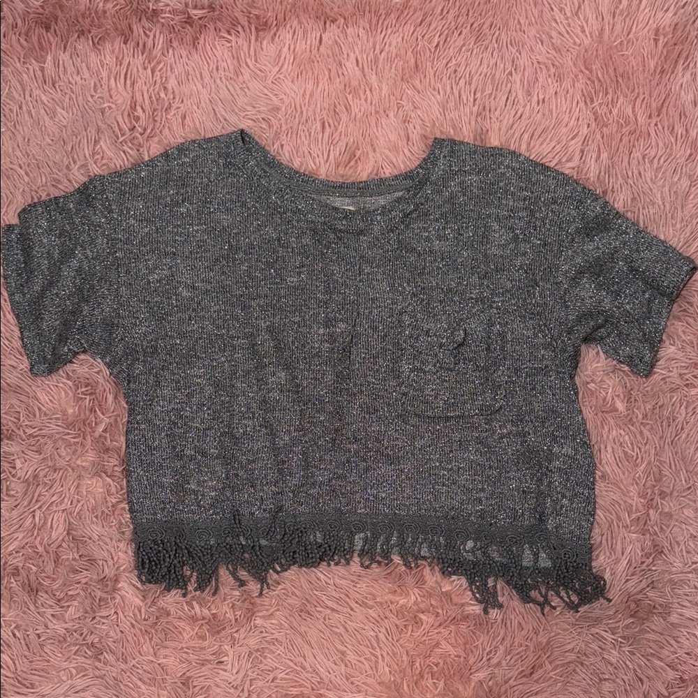 Hollister Metallic Gray Knit Top